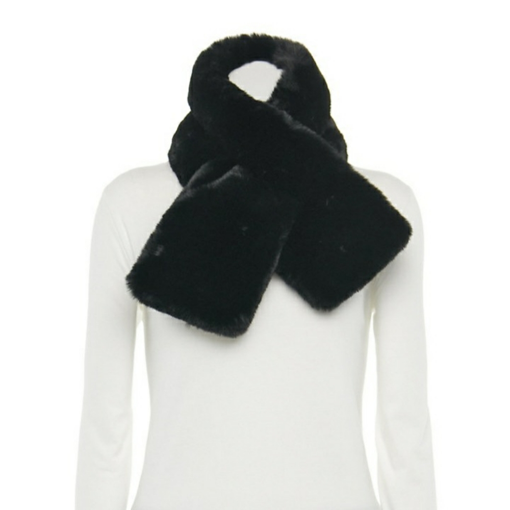 NEW Lauren Conrad Faux Fur Stole Scarf, Black for adults (one size fits most)